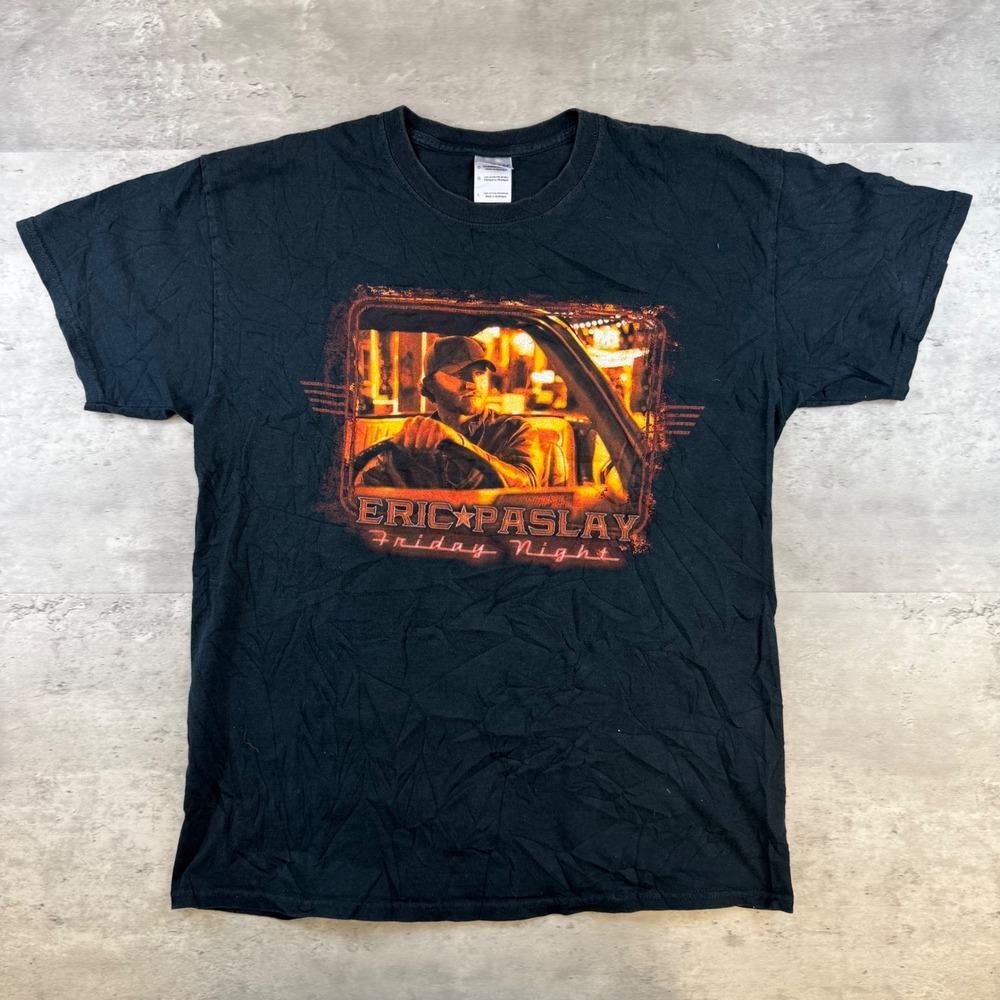 Eric Paslay Friday Night Country Music Graphic T-Shirt Black Mens Large
